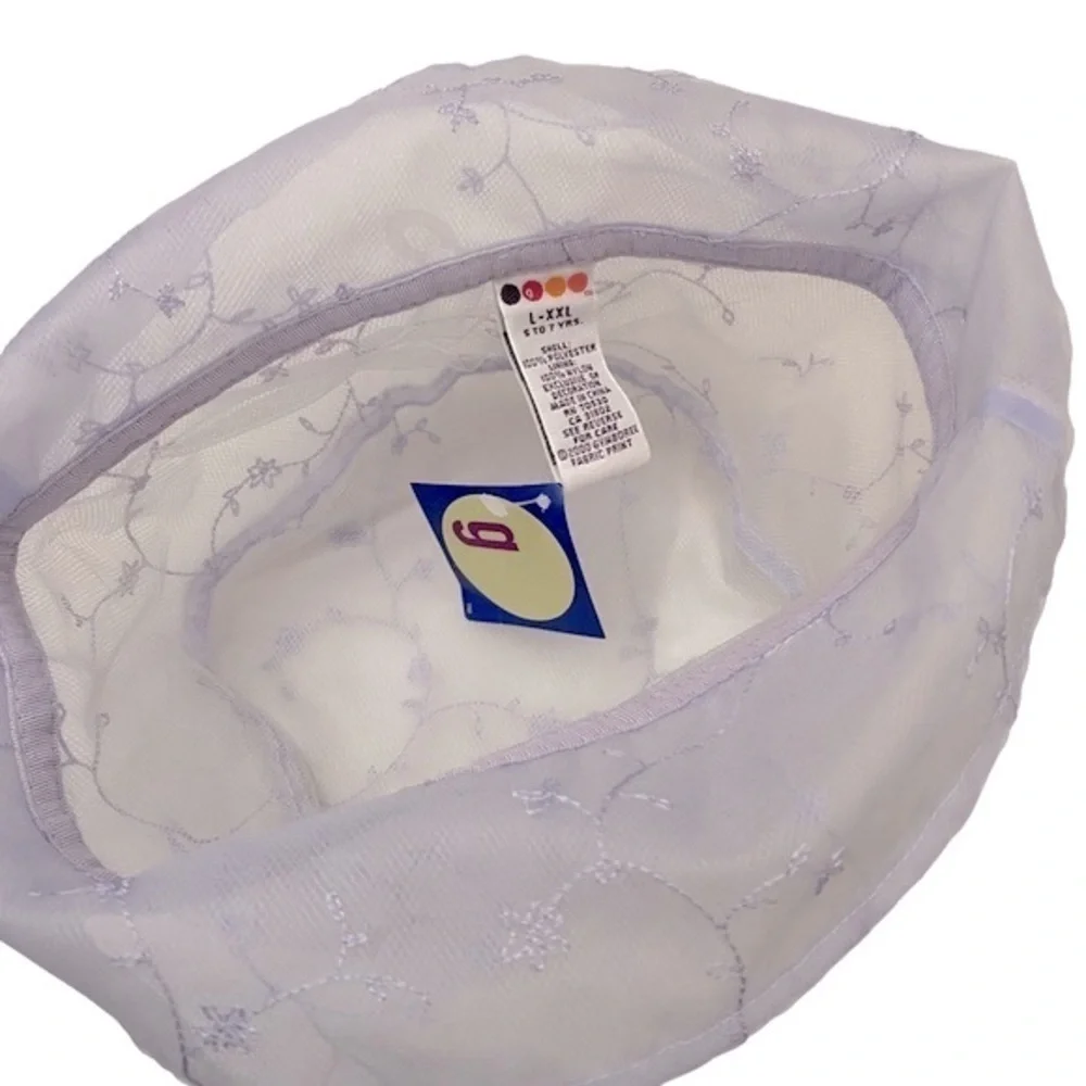 NWT Gymboree Sheer Bucket Hat Lilac Embroidery Sz L-XXL 4-6yrs